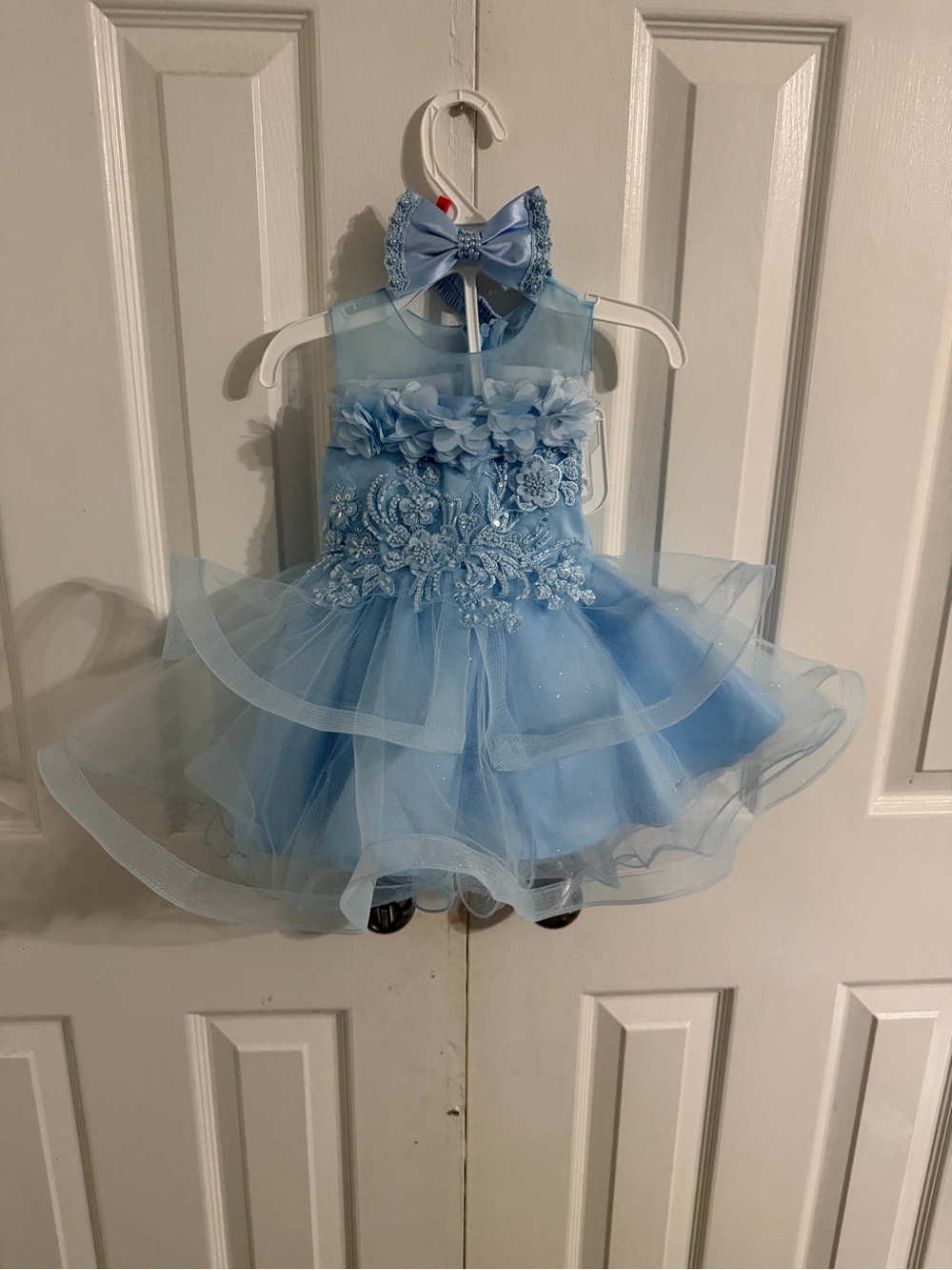 paparazzi Light Blue Floral Tulle Princess Costume with Bow